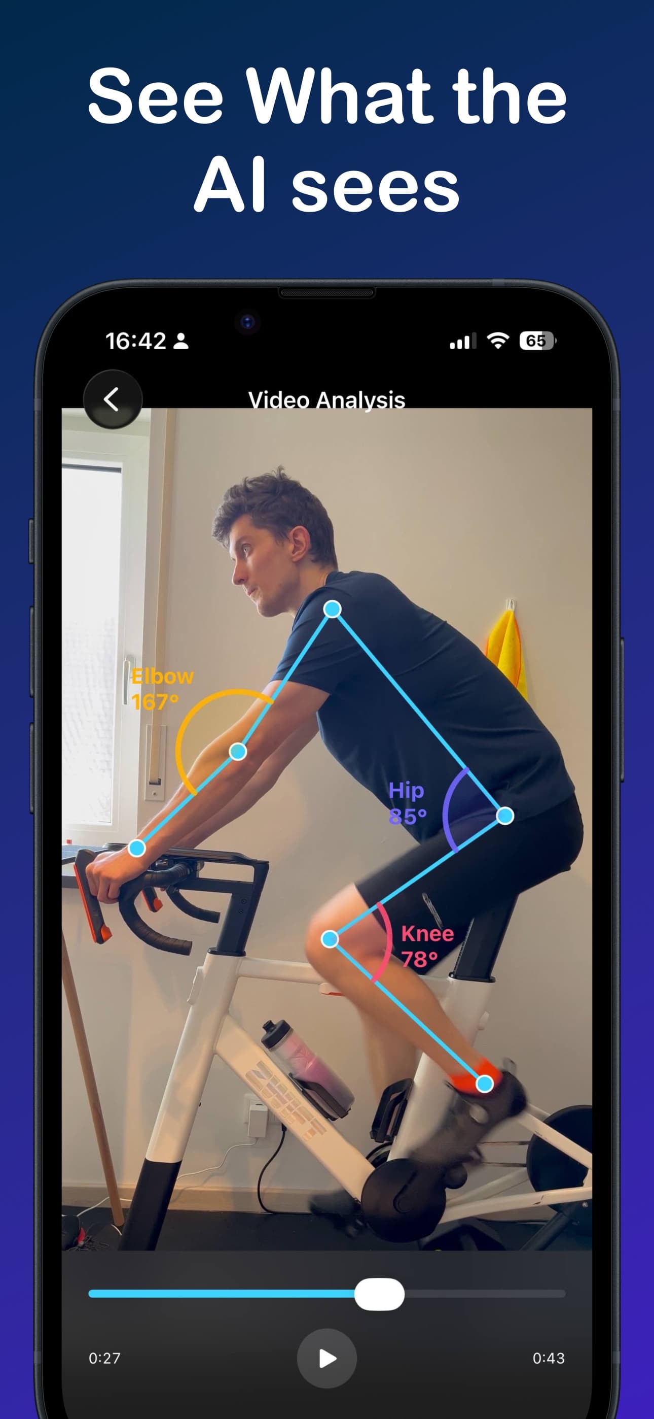 Video analysis with skeleton overlay